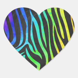 Adesivo Coração Trendy Rainbow e Black Zebra Animal Print no ele