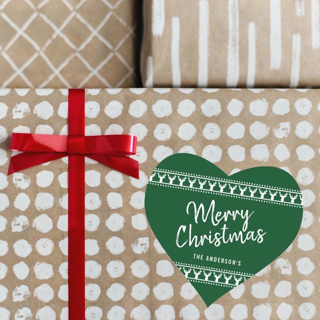 Adesivo Coração Trendy Reindeer Typografia Feliz Natal (Criador carregado)