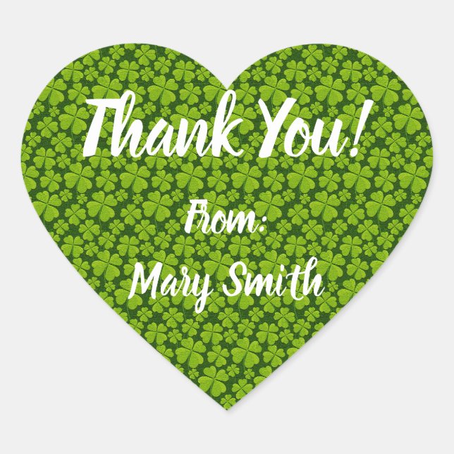 Adesivo Coração Trevo Floral de Quatro Folhas Elegante (Frente)