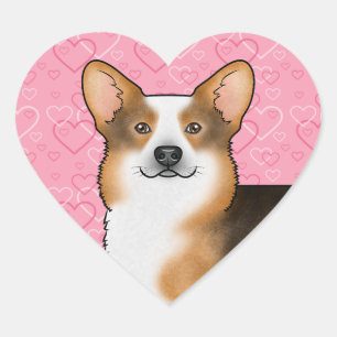 Adesivo Coração Tri Pembroke Welsh Corgi Ruivo Ama Rosa