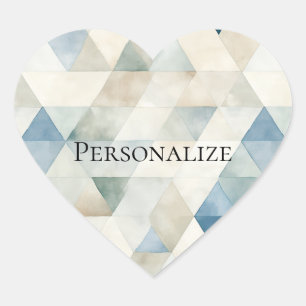 Adesivo Coração Triângulos de Abstrato Azul de Praia