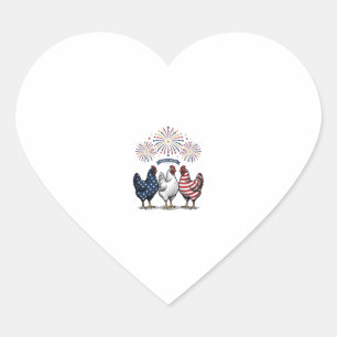 Adesivo Coração Trio de Frango Patriótico Vetor de Gravura Vintage
