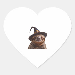 Adesivo Coração Truque de Bruxas de Sloth Halloween ou para tratar