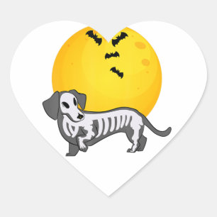Adesivo Coração Truque De Lua Cheia Ou Tratar O Osso Do Halloween