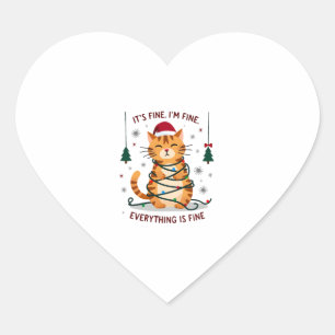 Adesivo Coração Tudo Bem Estou Bem Tudo Está Bem Gato De Natal Chr