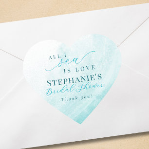 Adesivo Coração Tudo o que Eu Vejo É Amor Chà Bridal Shower Oceano