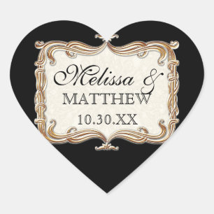 Adesivo Coração Tulipa do ouro do falso do laço de Nouveau do art