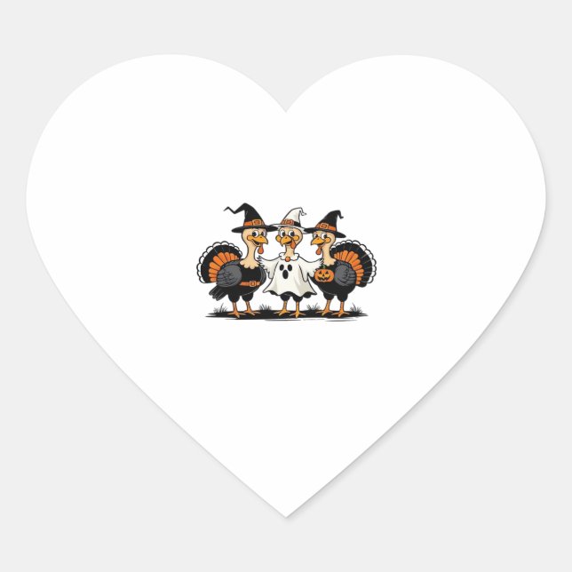 Adesivo Coração Turco Halloween Boo, Ação de Graças Turquia, Spook (Frente)