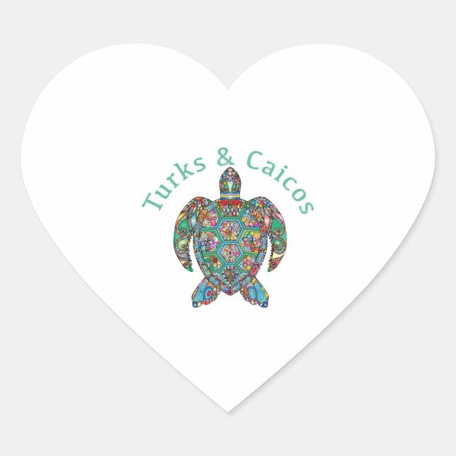Adesivo Coração Turtle Tribal de Caicos (Frente)