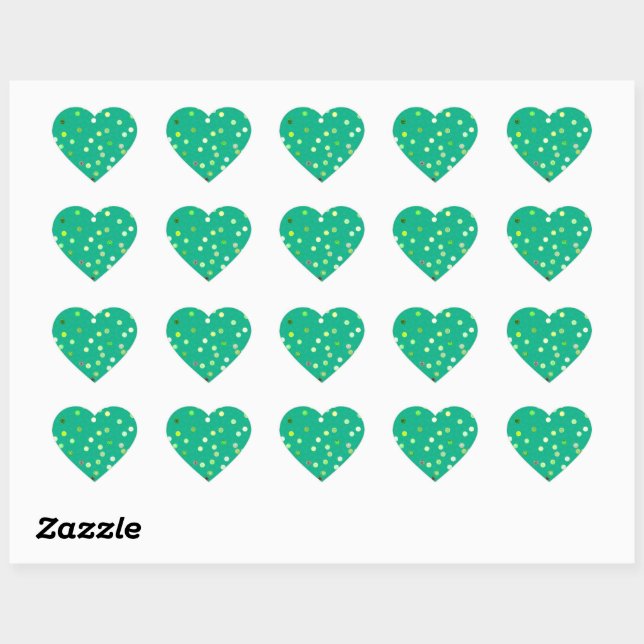 Adesivo Coração Twisty Polka Dot Spirals Green Heart Stickers (Folha)