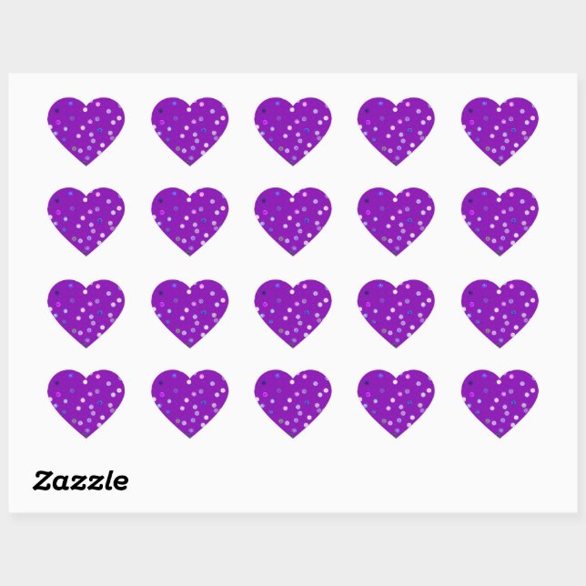 Adesivo Coração Twisty Polka Dot Spirals Purple Heart Stickers (Folha)