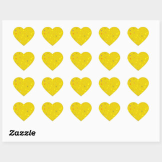 Adesivo Coração Twisty Polka Dot Spirals Yellow Heart Stickers