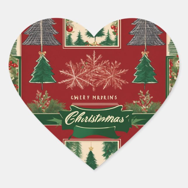 Adesivo Coração Ugly Christmas Sweater Pattern with Reindeer & Sno (Frente)