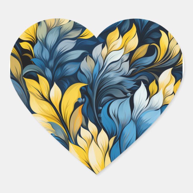 Adesivo Coração Ukrainian colours blue and yellow heart (Frente)