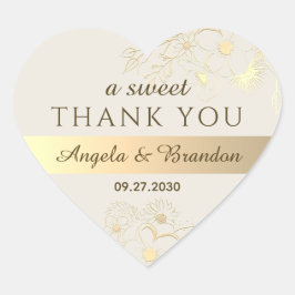 Adesivo Coração Um Dourado Favor Do Casamento.