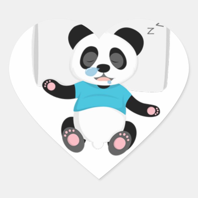 Adesivo Coração Um feliz sono de Panda (Frente)