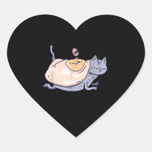 Adesivo Coração Um Gato Coberto Com Ovos Para Pás De Gato   Gato 