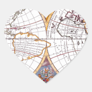 Adesivo Coração Um Novo Mapa Do Terraqueous Globe Heart Sticker