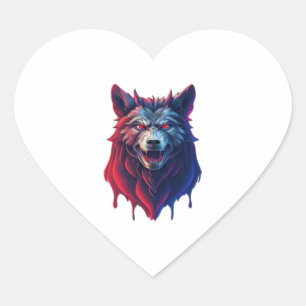 Adesivo Coração Uma ilustração detalhada do mau ninja wolf Premi