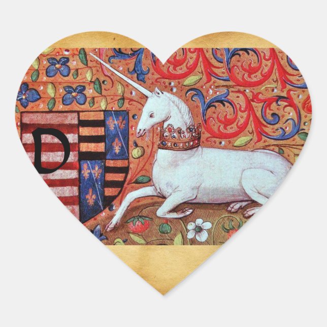 Adesivo Coração UNICORN VELHO PARCHMENT MONOGRAM Heart (Frente)