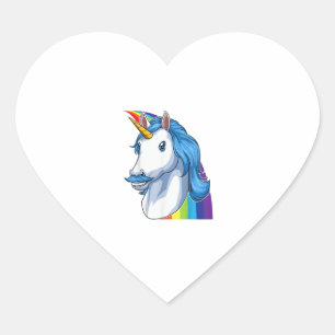 Adesivo Coração Unicórnio com bigode Dadacorn Dadicorn Unicorn Da