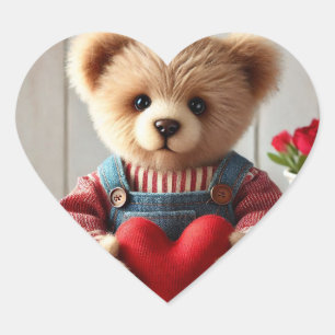 Adesivo Coração Urso de dia de os namorados