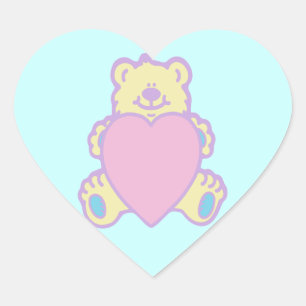 Adesivo Coração Urso de Pelúcia Fofo Coração de Amor