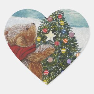 Adesivo Coração Urso de ursinho do Natal