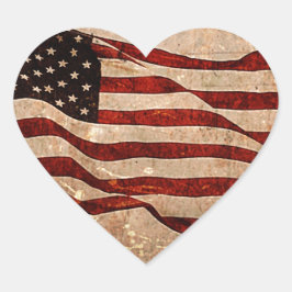 Adesivo Coração USA Vintage American Flag