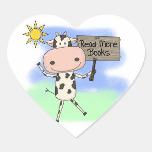 Adesivo Coração Vaca Ler Mais Livros