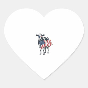 Adesivo Coração Vaca Patriótica Bandeira Americana Desenho de Grav