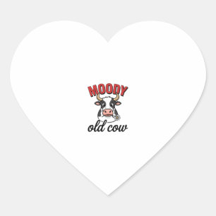 Adesivo Coração Vaca Velha Mal-Humorada Camisa Vintage Engraçada d