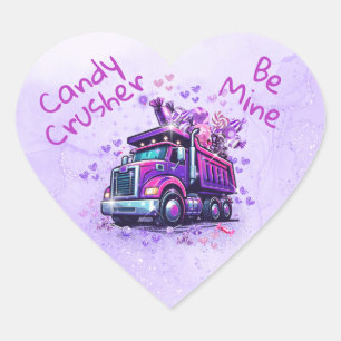 Adesivo Coração Valentine Caminhão Basculante Roxo Fofo