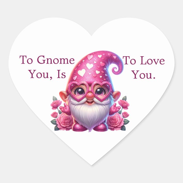 Adesivo Coração Valentine Gnome Heart Sticker (Frente)