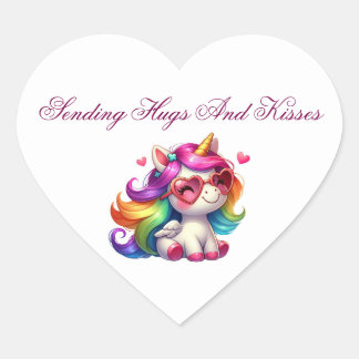 Adesivo Coração Valentine Heart Shaped Unicorn Sticker