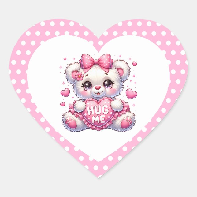 Adesivo Coração Valentine Teddy Heart Stickers (Frente)
