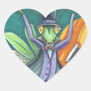 ADESIVO CORAÇÃO VAMPIRE ORGULHANDO MANTIS, INSETO-VESTIDO FOLHA DE