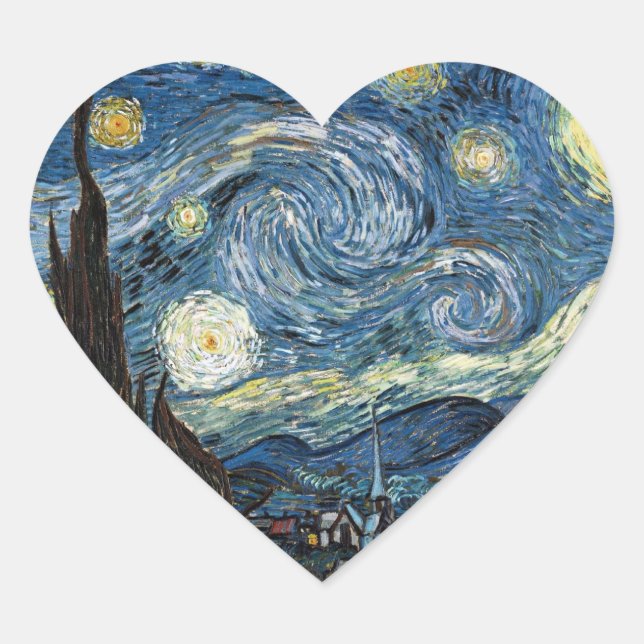 Adesivo Coração Van Gogh Starry Night (Frente)