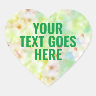 Adesivo Coração Vazio Floral Sticker Adicionar o Texto
