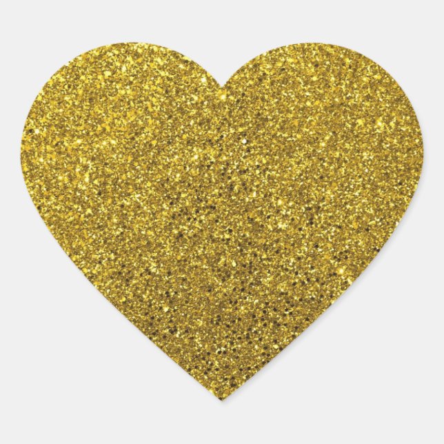 Adesivo Coração Vazio Personalizado com Glitter Dourado (Frente)