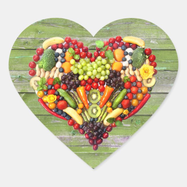 Adesivo Coração VEGAN AMOR - sua madeira verde do coração (Frente)