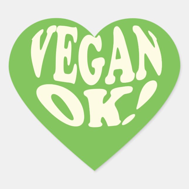 Adesivo Coração Vegan OK green Heart Sticker (Frente)