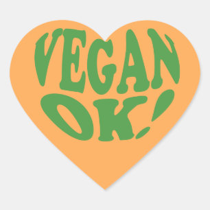 Adesivo Coração Vegan OK laranja Heart Sticker