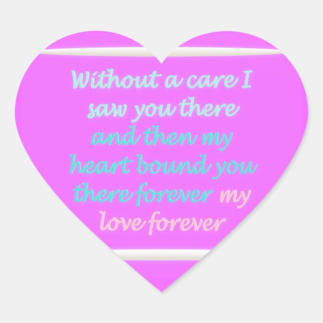 Adesivo Coração Verdadeiro padrão do poema Romance rosa (Frente)