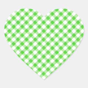 Adesivo Coração Verde limão Gingham - Padrão Verificado