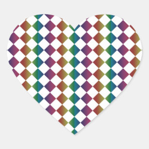 Adesivo Coração Verificador Colorido de Colorir Diamond Harlequin