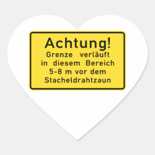 Adesivo Coração Verläuft de Achtung Grenze, muro de Berlim, sinal