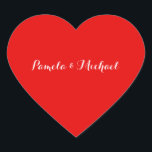 Adesivo Coração Vermelho Clássico Mínimo De Casamento Elegante<br><div class="desc">Esse modelo pode ser personalizado para atender a todas as profissões profissionais.</div>