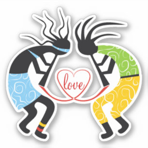 Adesivo Coração vermelho colorido do amor de Kokopelli