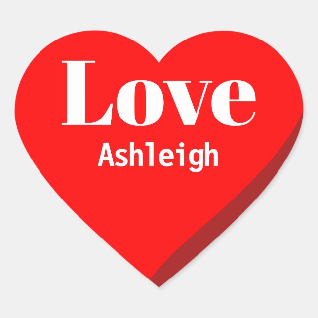 Adesivo Coração Vermelho de Amor com Nome Personal (Frente)